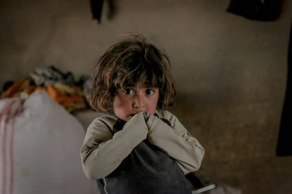 a picture of a young climate refugee